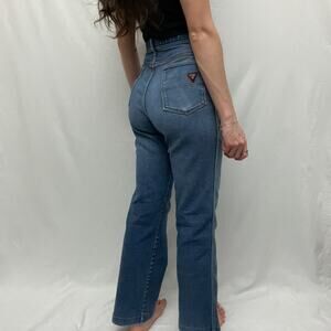 70s vintage wrangler blue high waisted distressed straight leg jeans